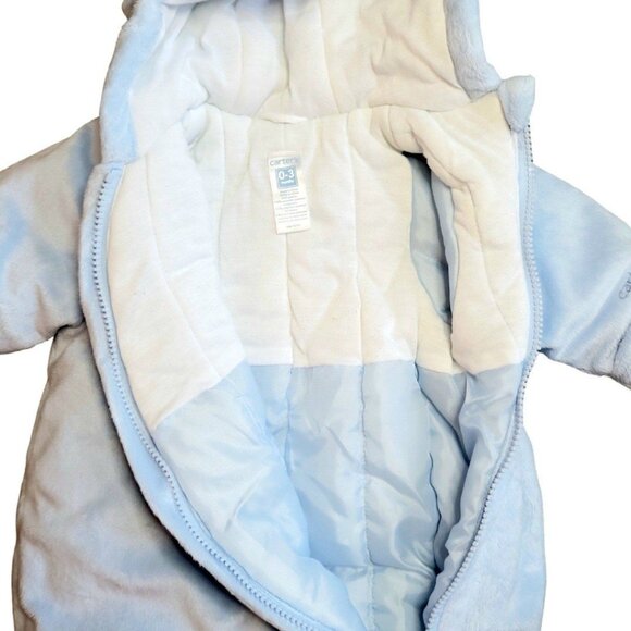 Baby Carter's 0-3 months One-Piece full-zip hooded heavyweight Winter Snowsuit - Picture 10 of 11